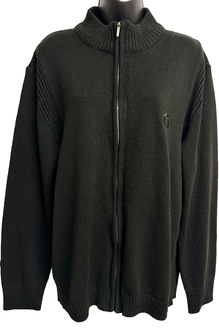 Hawaiian Airlines Full Zip Sweater Men's XL Black Knit Mock Neck Winter Classic